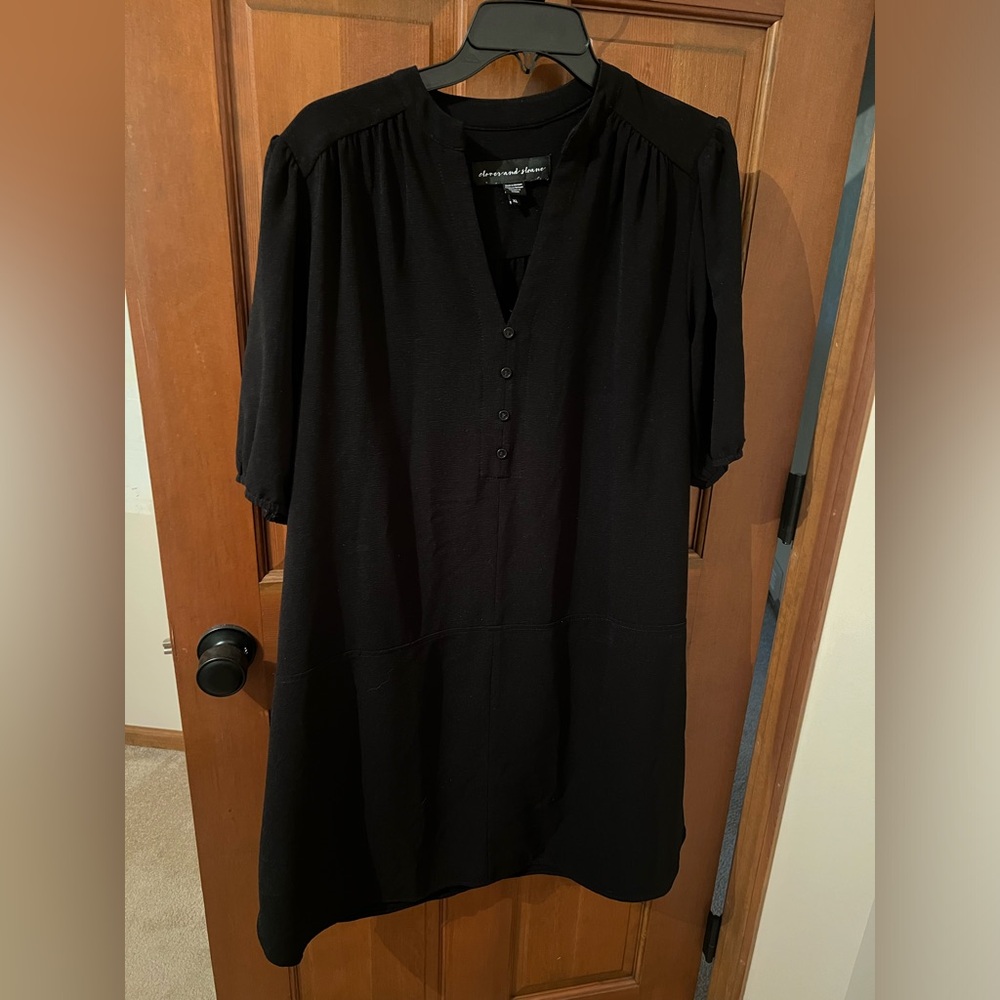 Black shift dress with sleeves